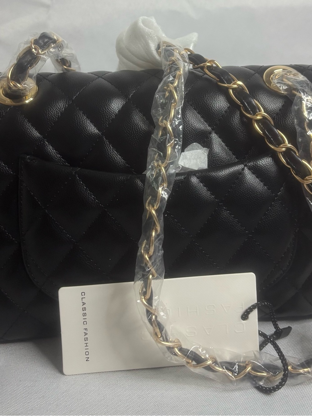 Classic Quilted Black Chain-Handle Shoulder Bag